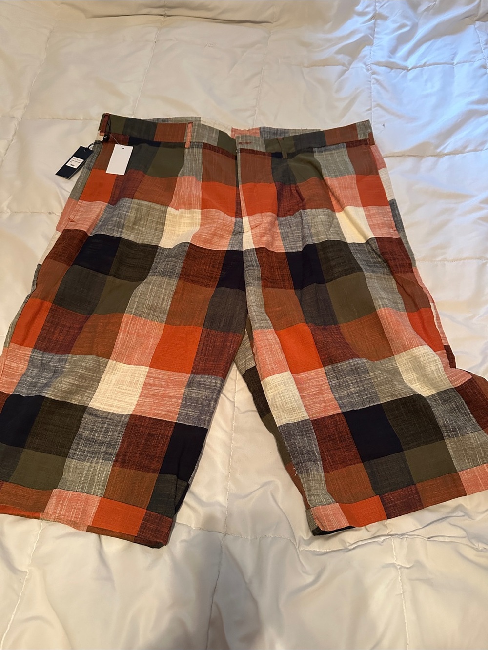 NWT linen men relax shorts orange, blue tan